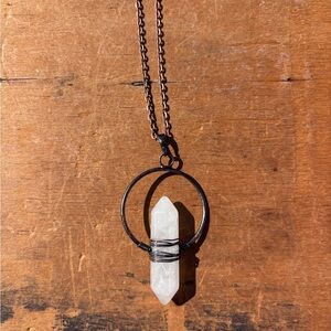 Double Terminate Rose Quartz Wire Wrap Necklace / handmade necklace